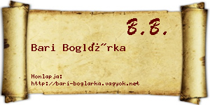 Bari Boglárka névjegykártya